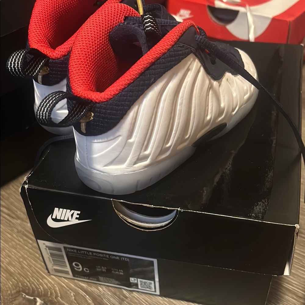 Nike Kids Little Posite One Shoes - White and Red